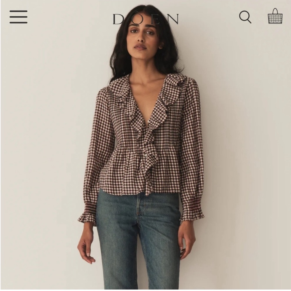 🍂 Doen Hardy top in Delphine Plaid size Large. *see notes pls - Picture 4 of 16